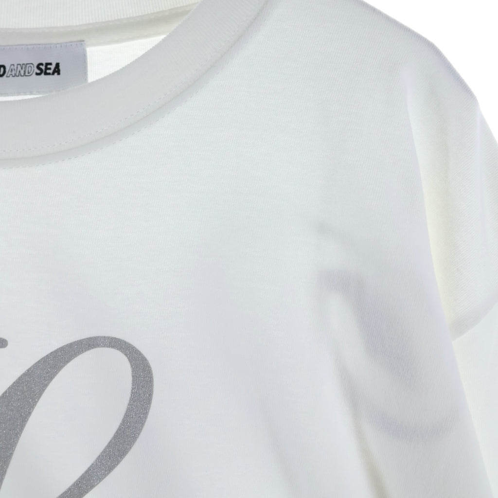 WIND AND SEA(ウィンダンシー) Glitter L/S Tee グリッターロゴ クルーネック ロングスリーブ長袖Tシャツカットソー ホワイト WDS-CS-307
