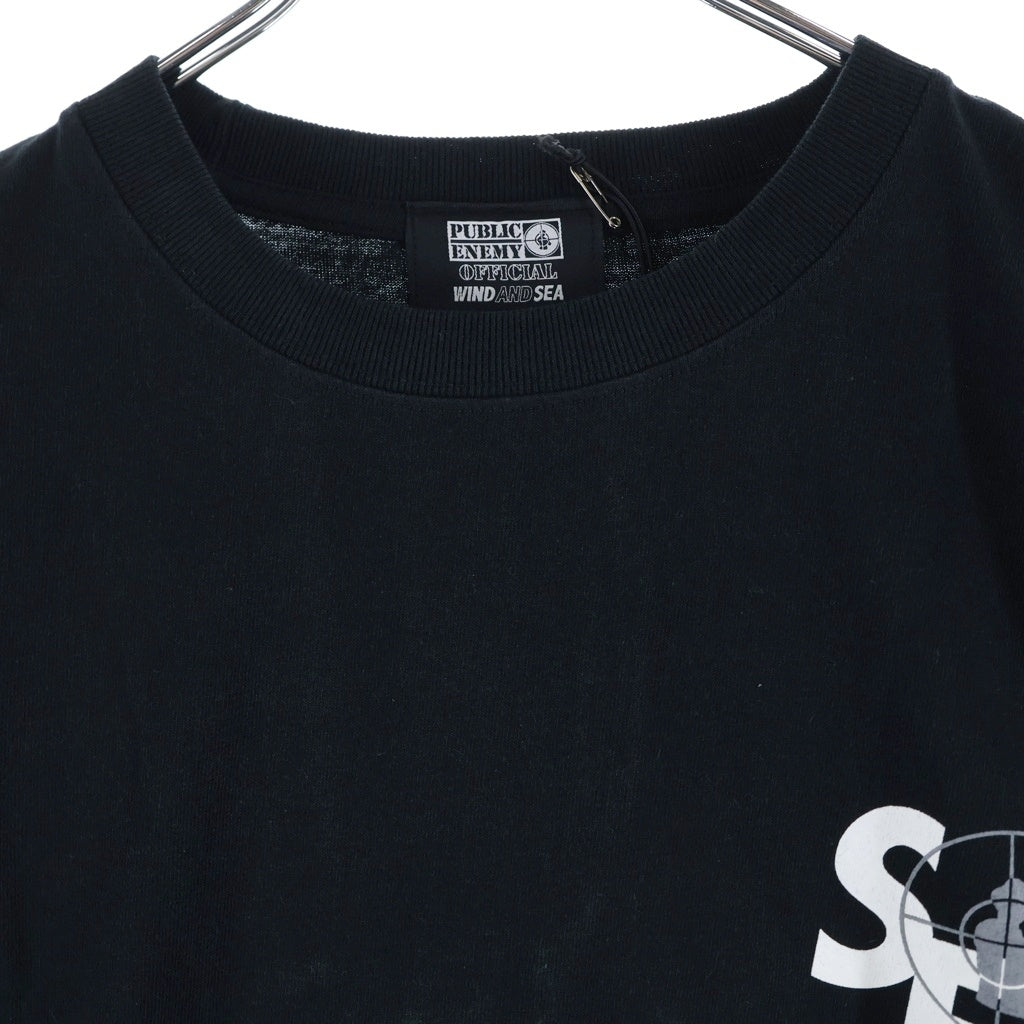 WIND AND SEA(ウィンダンシー) ×Public Enemy S/S Tee パブリック エネミー クルーネック 半袖Tシャツカットソー ブラック WDS-PEFTP-07