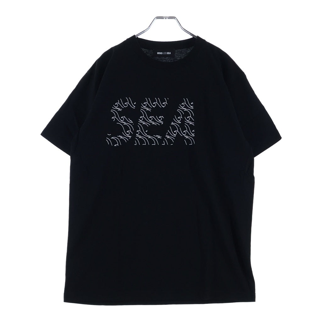 WIND AND SEA(ウィンダンシー) ×JUN MATSUI ジュンマツイ ロゴプリントクルーネック半袖Tシャツカットソー ブラック WDS-JMTS-01
