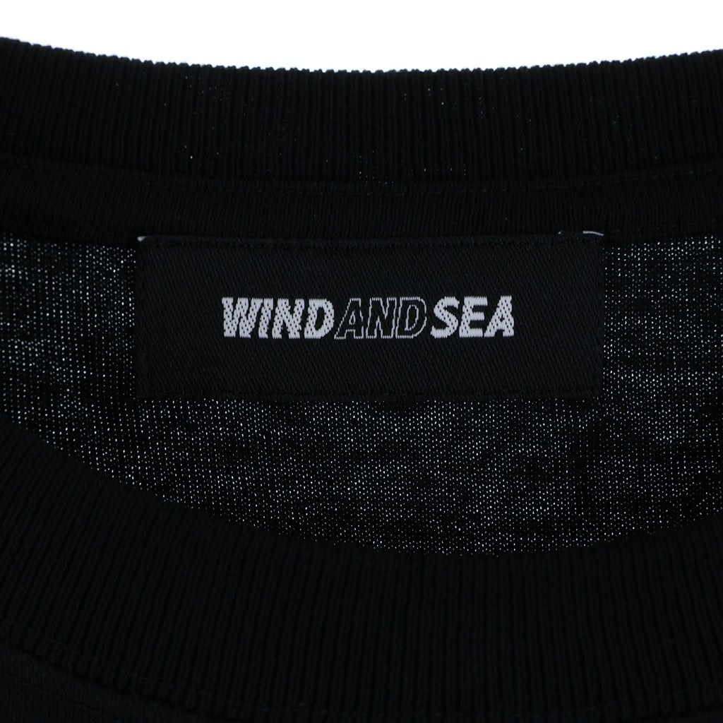 WIND AND SEA(ウィンダンシー) ×JUN MATSUI ジュンマツイ ロゴプリントクルーネック半袖Tシャツカットソー ブラック WDS-JMTS-01