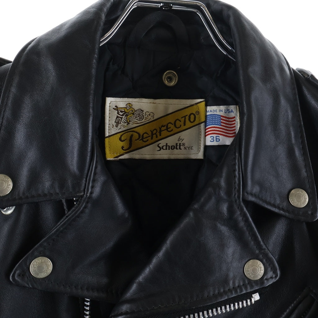 SCHOTT(ショット) 80-90S VINTAGE 618 RIDERS USA製 バイカータグ ヴィンテージ レザー ダブルライダースジャケット バーカータグ後期 ブラック