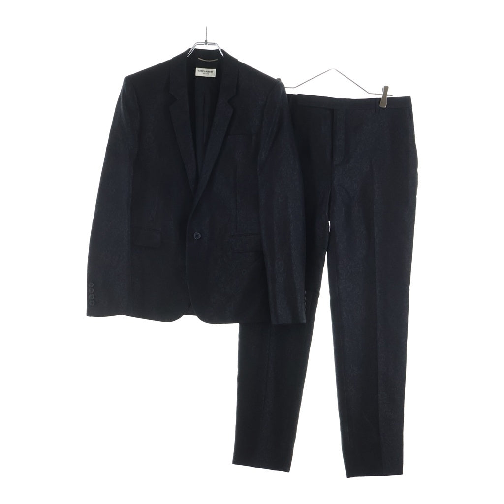SAINT LAURENT PARIS(サンローランパリ) 20AW フラワージャガード 1Bシングルテーラードジャケット/スラックスロングパンツ ブラック 600331/596927