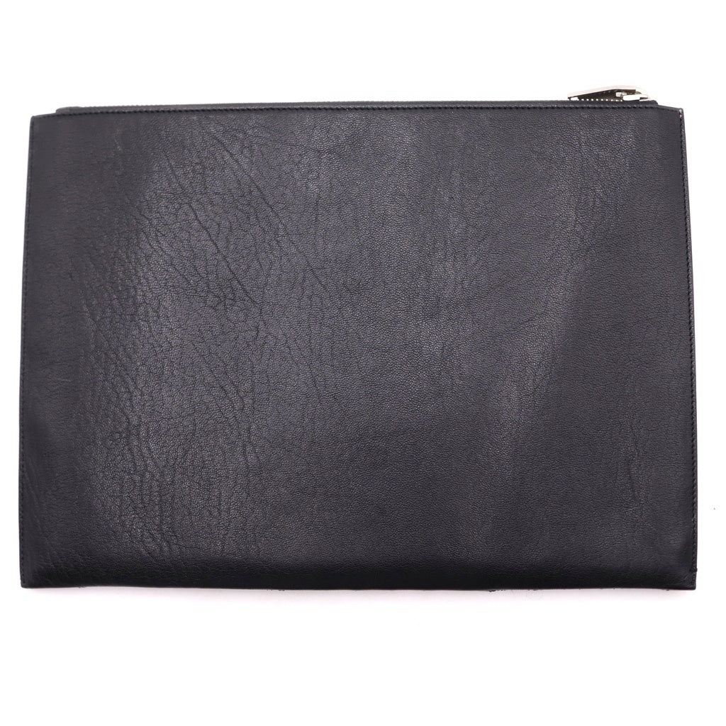 SAINT LAURENT PARIS(サンローランパリ) スパンコール装飾 パームツリー レザー セカンド クラッチバッグ ブラック 397294