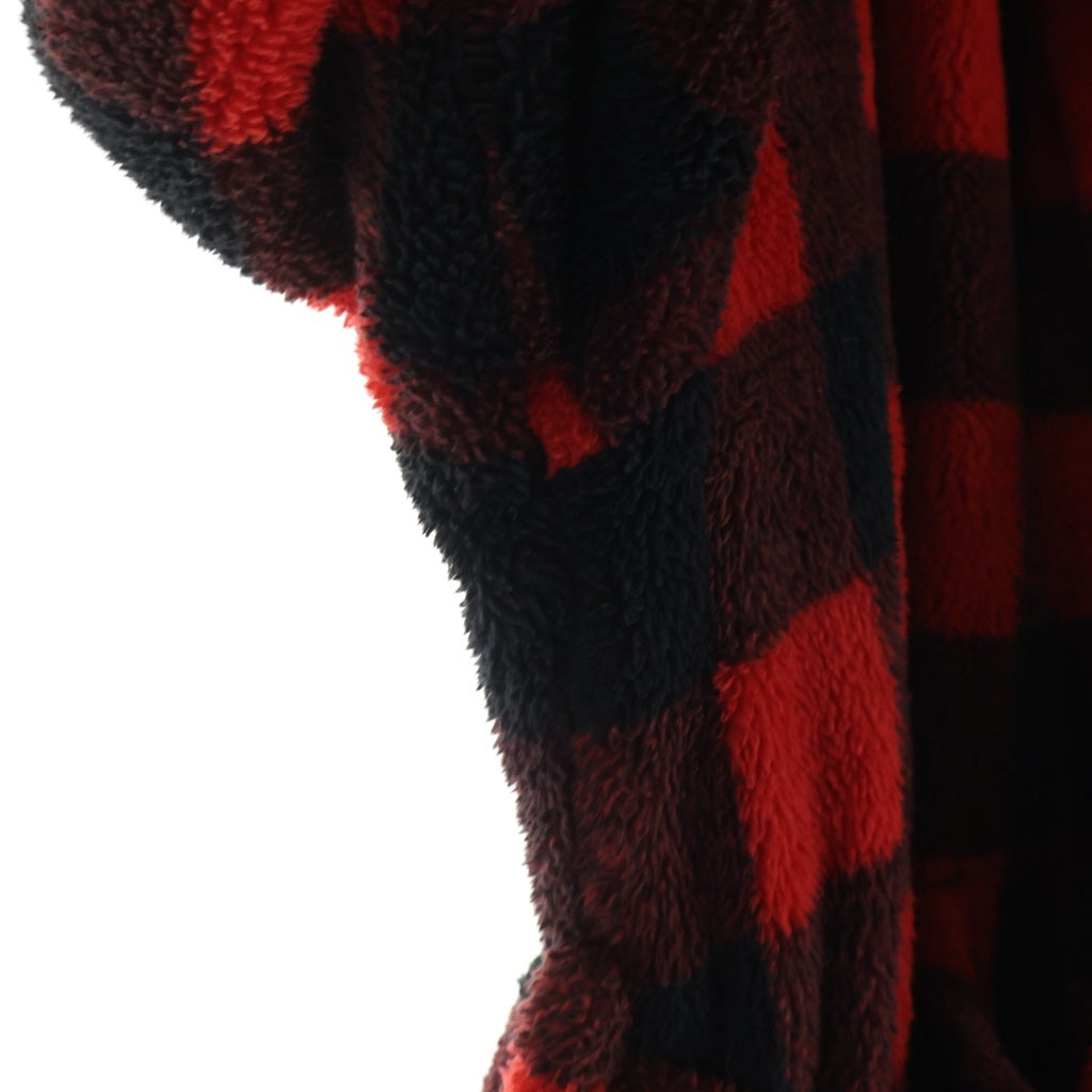 VETEMENTS(ヴェトモン) 17AW Bathrobe Fleece Coat チェック柄 フリース ガウンコート レッド/ブラック MH17JA13