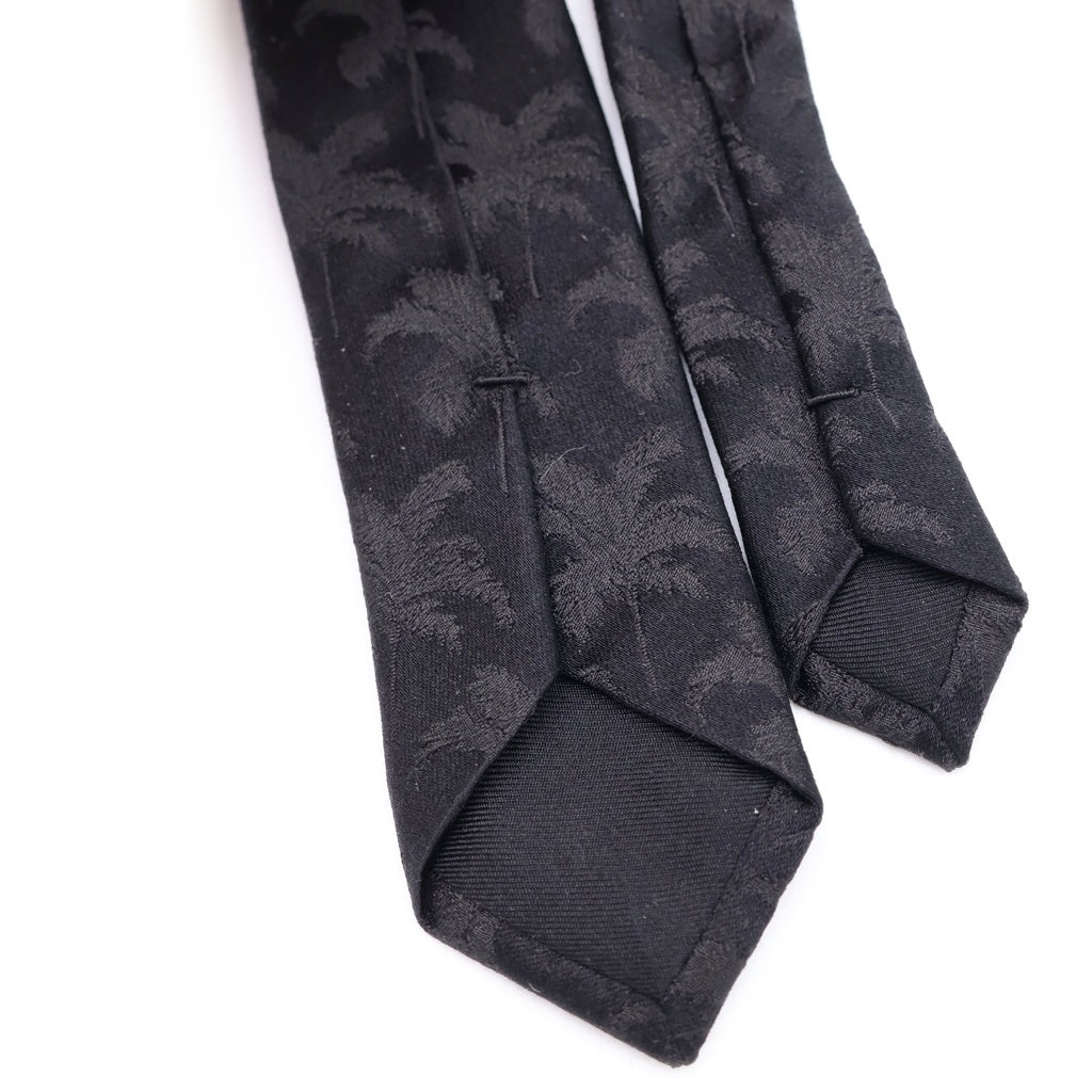 SAINT LAURENT PARIS(サンローランパリ) フラワージャガード スリム シルクネクタイ ブラック