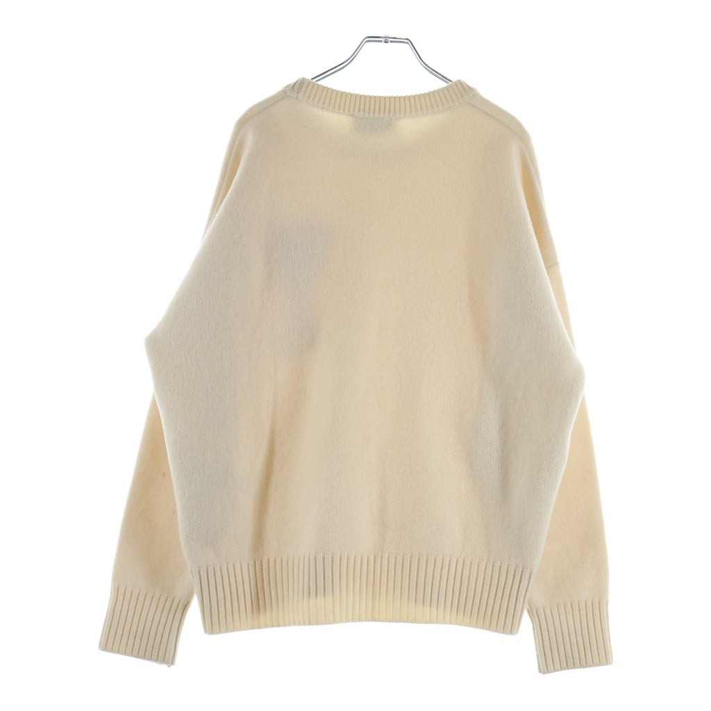 ami paris(アミパリス) HEART LOGO KNIT ロゴデザイン ウール クルーネック ニット セーター ホワイト H20HK009.018