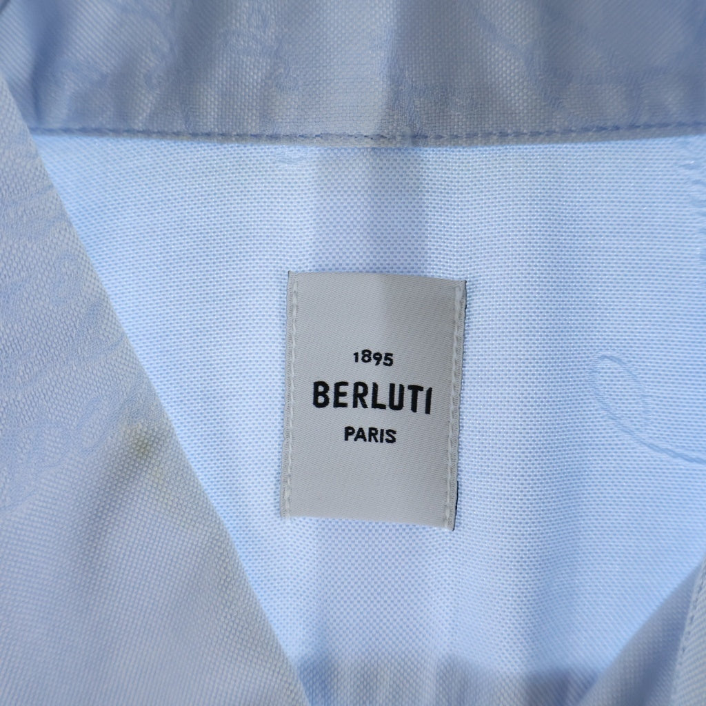 Berluti(ベルルッティ) カリグラフィ総柄 レギュラーカラー ロングスリーブ 長袖 シャツ ブルー