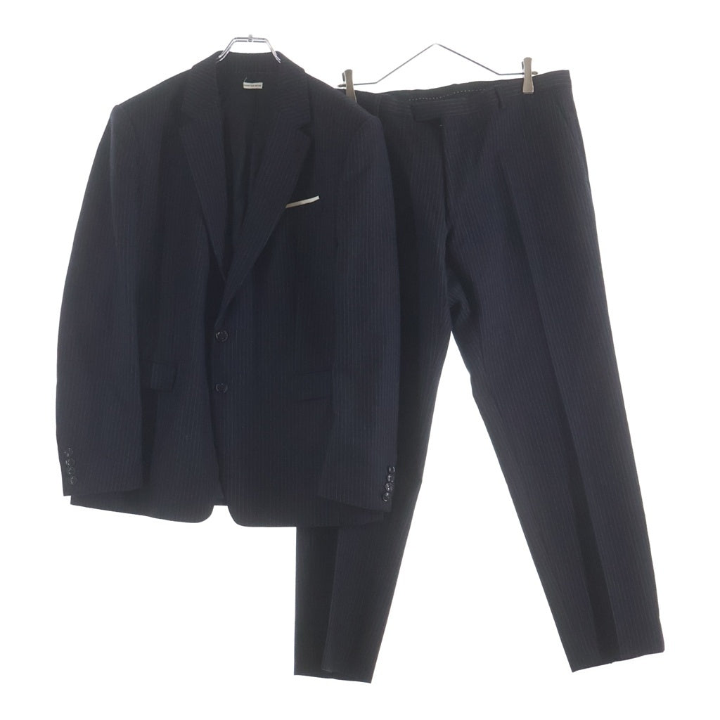 DRIES VAN NOTEN(ドリスヴァンノッテン) ×スリーエステイツ セットアップスーツ ストライプ総柄 ウール テーラードジャケット センタープレス スラックス パンツ ブラック