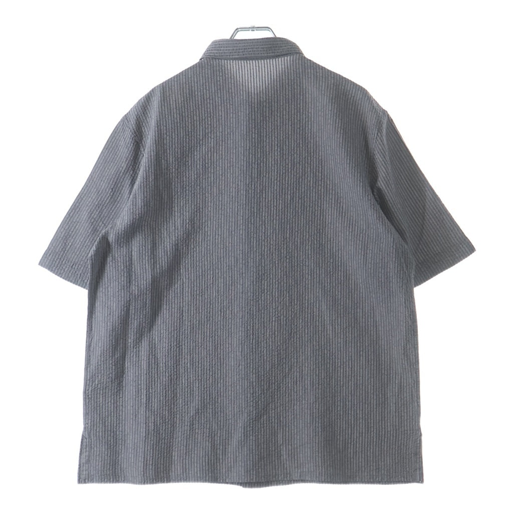 DIOR(ディオール) ロゴエンブロイダリーデザイン スモールカラー ストライプ シルク 半袖 シャツ グレー 193C545G5566