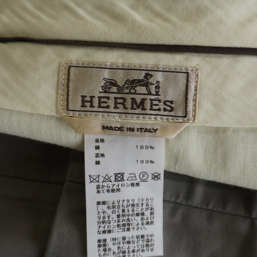 HERMES(エルメス) コットン センタープレス トラウザーパンツ スラックス グレー