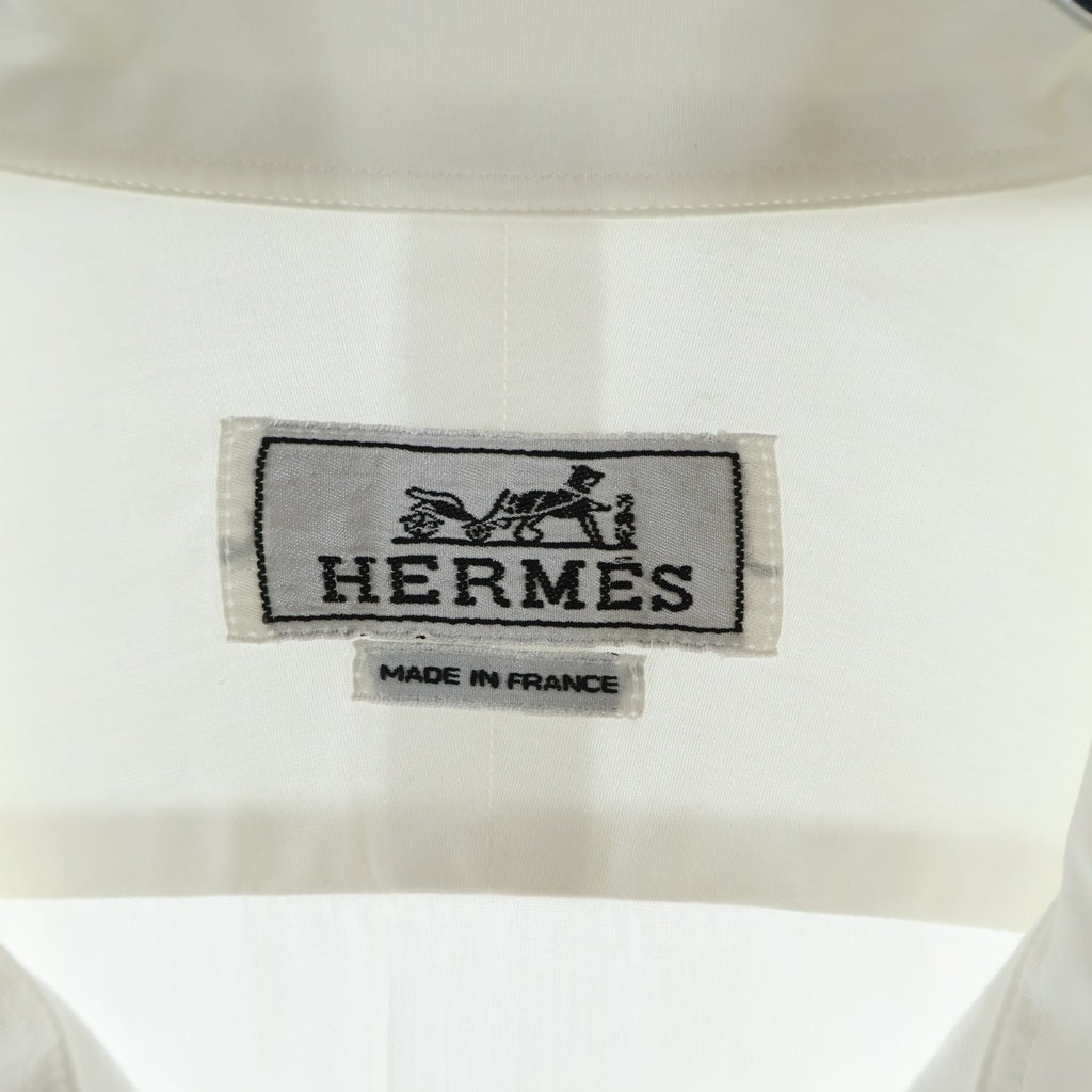 HERMES(エルメス) 開襟 オープンカラー コットン 半袖シャツ ホワイト