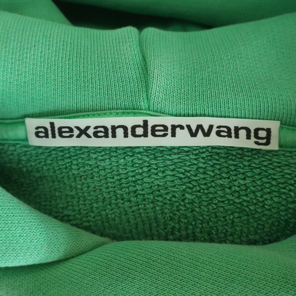 ALEXANDER WANG(アレキサンダーワン) 22SS エンボスロゴ スウェットプルオーバーパーカー グリーン UCC3221534 レディース