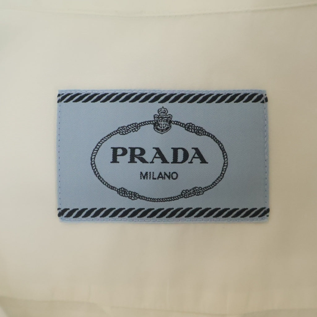 PRADA(プラダ) フローラル ロゴプリントデザイン コットン 半袖シャツ ホワイト UCS339-S211-10N7