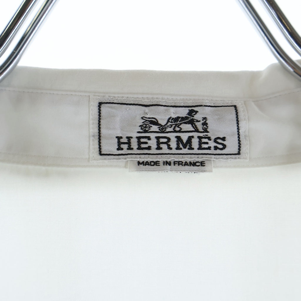 HERMES(エルメス) スキッパー ボタンダウン オープンカラー コットン 半袖シャツ ホワイト