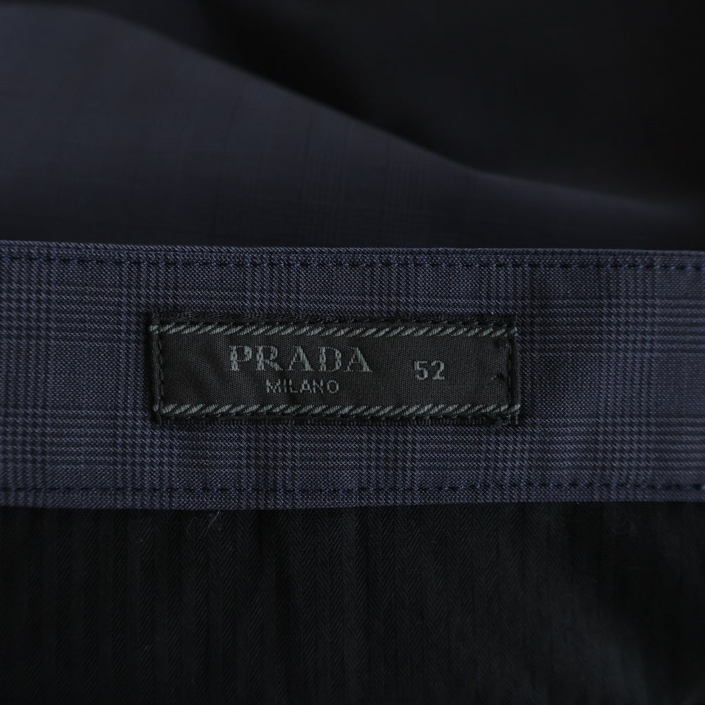 PRADA(プラダ) チェック柄 ポリアミド エラステイン スラックス トラウザーパンツ グレー