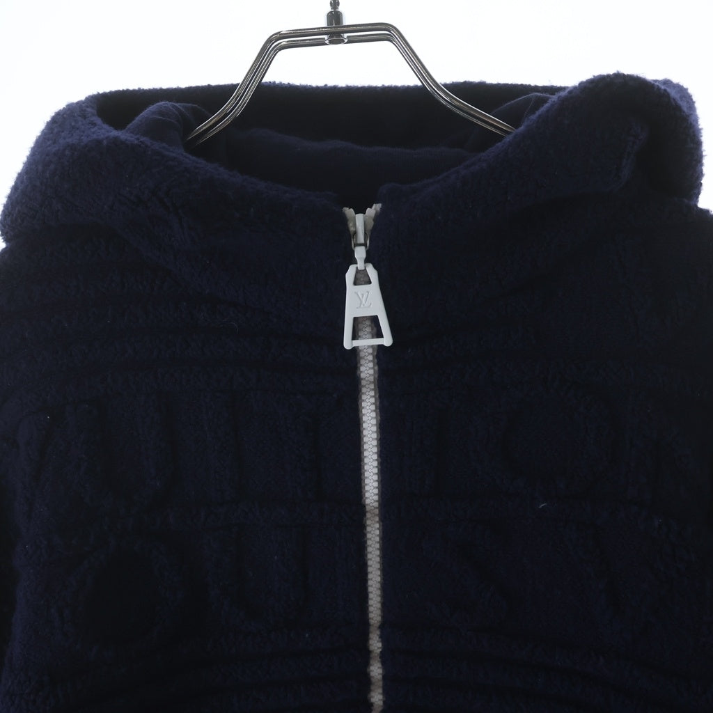 LOUIS VUITTON(ルイヴィトン) 20AW ジップアップ ウール ナイロン ジャガードロゴパーカー ネイビー RW202W XZX FJKC15 レディース