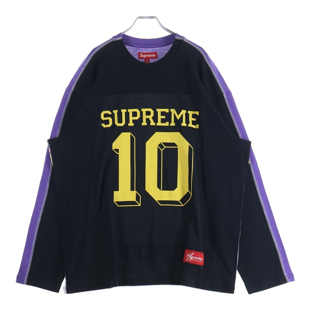 SUPREME(シュプリーム) 25SS Split S/S Football Top クルーネック スプリット 長袖 フットボール トップ Tシャツ ブラック/イエロー