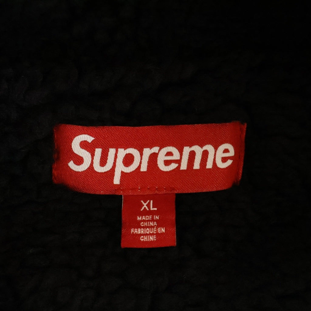SUPREME(シュプリーム) 25AW Faux Shearling Lined Zip Up Hooded Sweater フェイクシアリングラインド ジップアップフーディーセーター ブラック