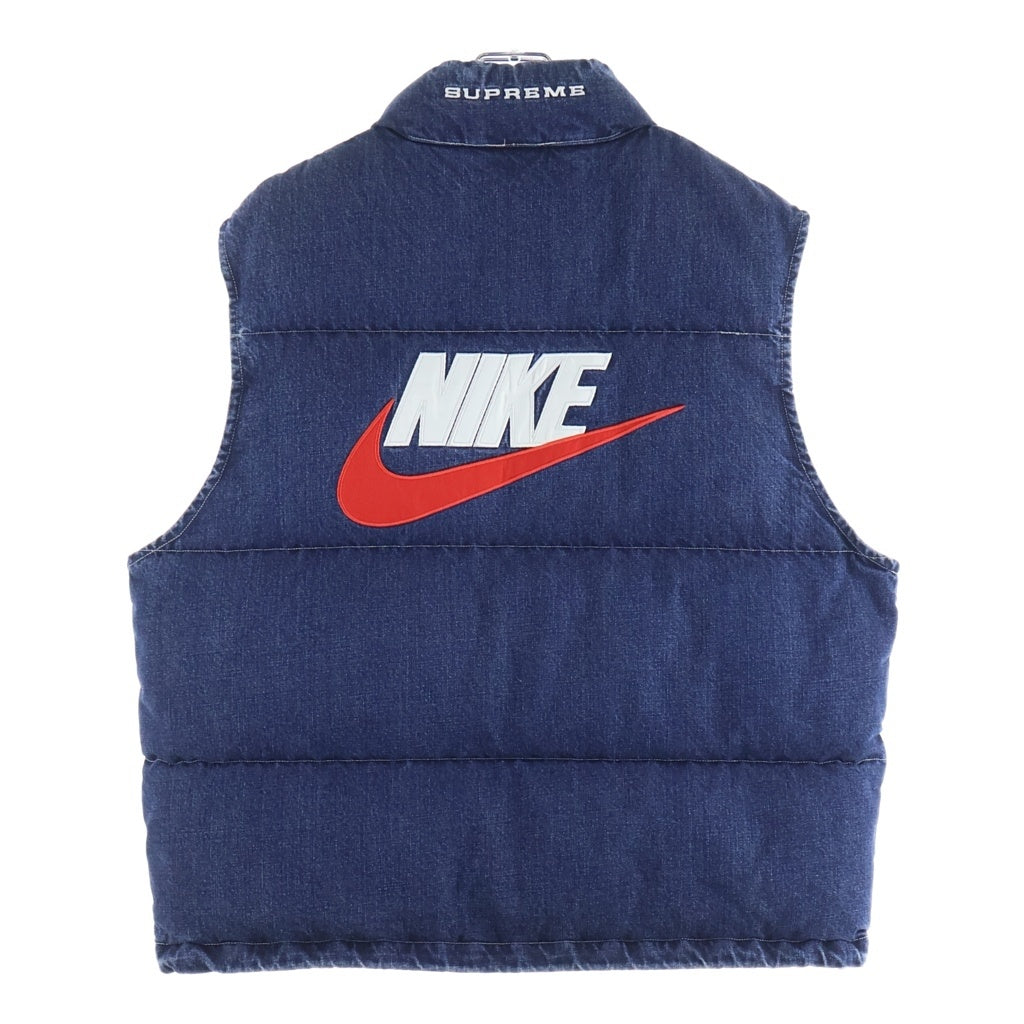 SUPREME(シュプリーム) ×NIKE Denim Puffer Vest FQ0323-010 ロゴデザイン デニム パファー ベスト ジャケット インディゴ