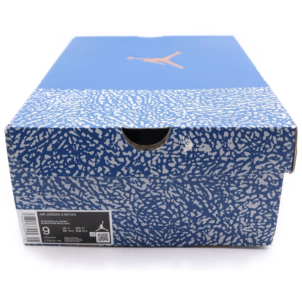 NIKE(ナイキ) AIR JORDAN 3 RETRO TRUE BLUE AND COPPER CT8532-148 エアジョーダン3 レトロ ローカットスニーカー ホワイト/ブルー US9/27cm