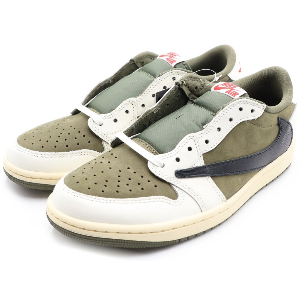NIKE(ナイキ) ×TRAVIS SCOTT AIR JORDAN 1 LOW OG トラヴィススコット エアジョーダン 1 リバース オリーブ ローカットスニーカー ホワイト/カーキ US9.5/27.5cm DM7866-200
