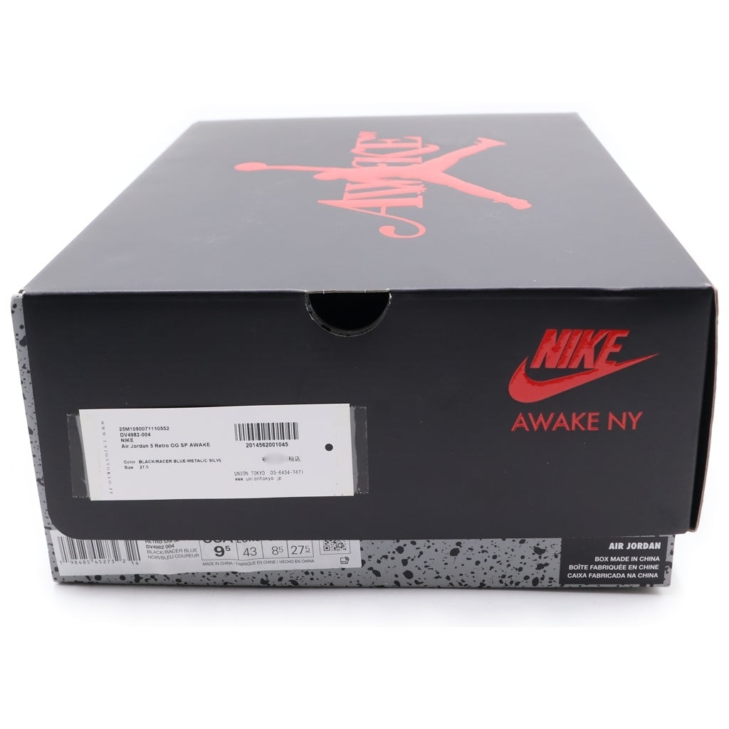 NIKE(ナイキ) ×AWAKE NEW YORK AIR JORDAN 5 RETRO OG DV4982-004 エアジョーダン 5 ハイカットスニーカー ブラック/ブルー US9.5/27.5cm