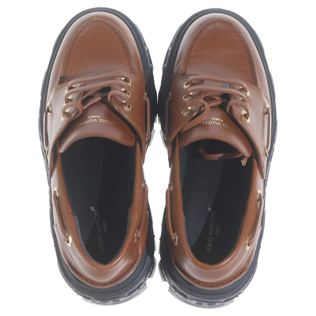 LOUIS VUITTON(ルイヴィトン) LVレコードライン モノグラムソール レザー ローファー ブラウン/ブラック 1ADAKG MA0274 レディース