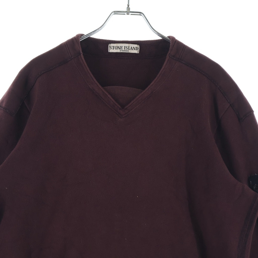 STONE ISLAND(ストーンアイランド) ワッペン付き Vネック スウェット トレーナーボルドー 531562139
