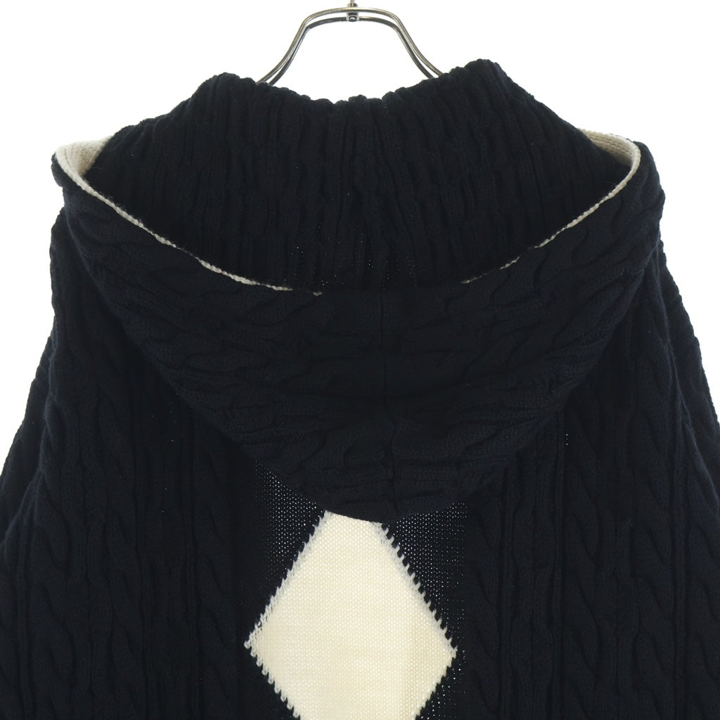 SAINT LAURENT PARIS(サンローランパリ) 19SS ボタンレスフーデッドケーブルニットカーディガン ブラック 587043 YAGD2