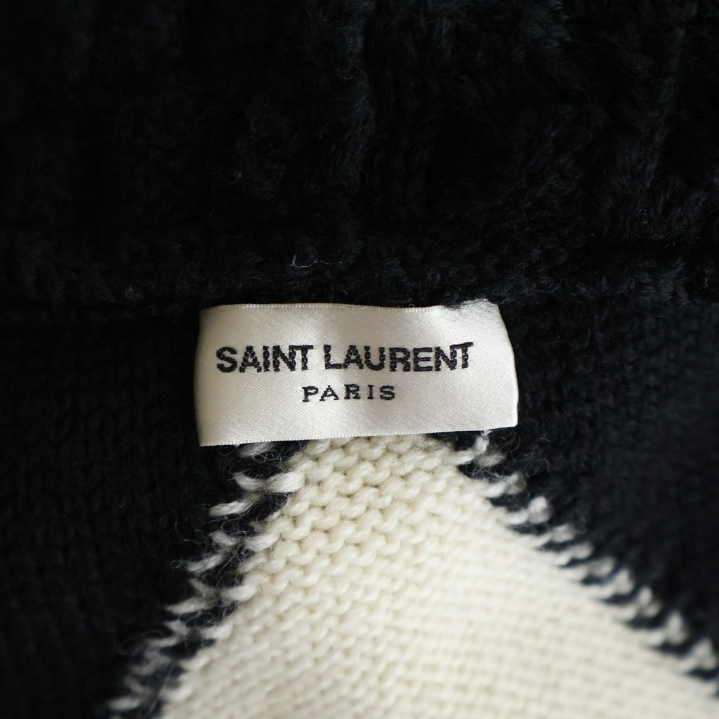 SAINT LAURENT PARIS(サンローランパリ) 19SS ボタンレスフーデッドケーブルニットカーディガン ブラック 587043 YAGD2