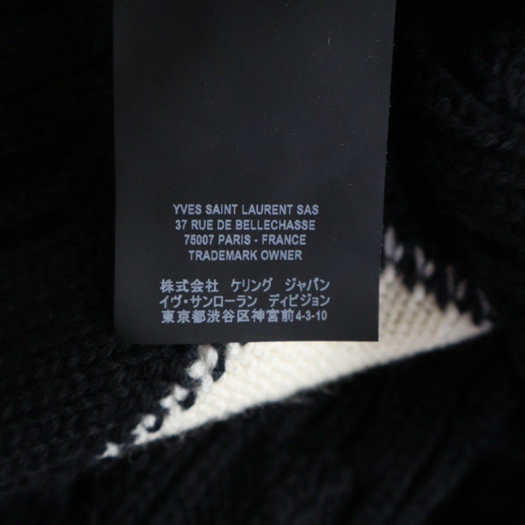 SAINT LAURENT PARIS(サンローランパリ) 19SS ボタンレスフーデッドケーブルニットカーディガン ブラック 587043 YAGD2