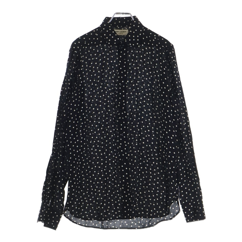 SAINT LAURENT PARIS(サンローランパリ) 16SS ポルカドットレーヨン長袖シャツ ブラック 376916 Y324P