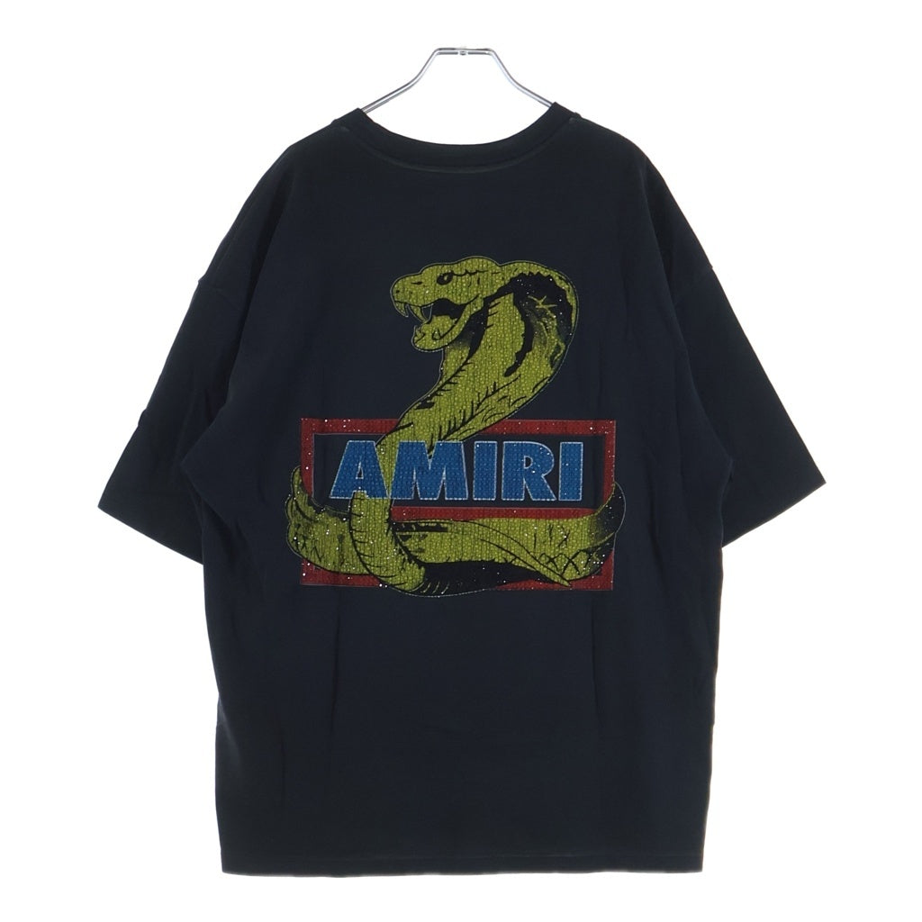 AMIRI(アミリ) Crystal Cobra Oversized Tee クリスタル コブラ クルーネック 半袖Tシャツ カットソー ブラック AMJYTE1223