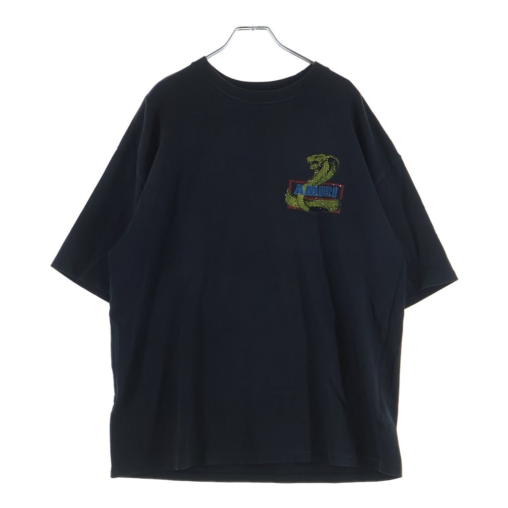 AMIRI(アミリ) Crystal Cobra Oversized Tee クリスタル コブラ クルーネック 半袖Tシャツ カットソー ブラック AMJYTE1223