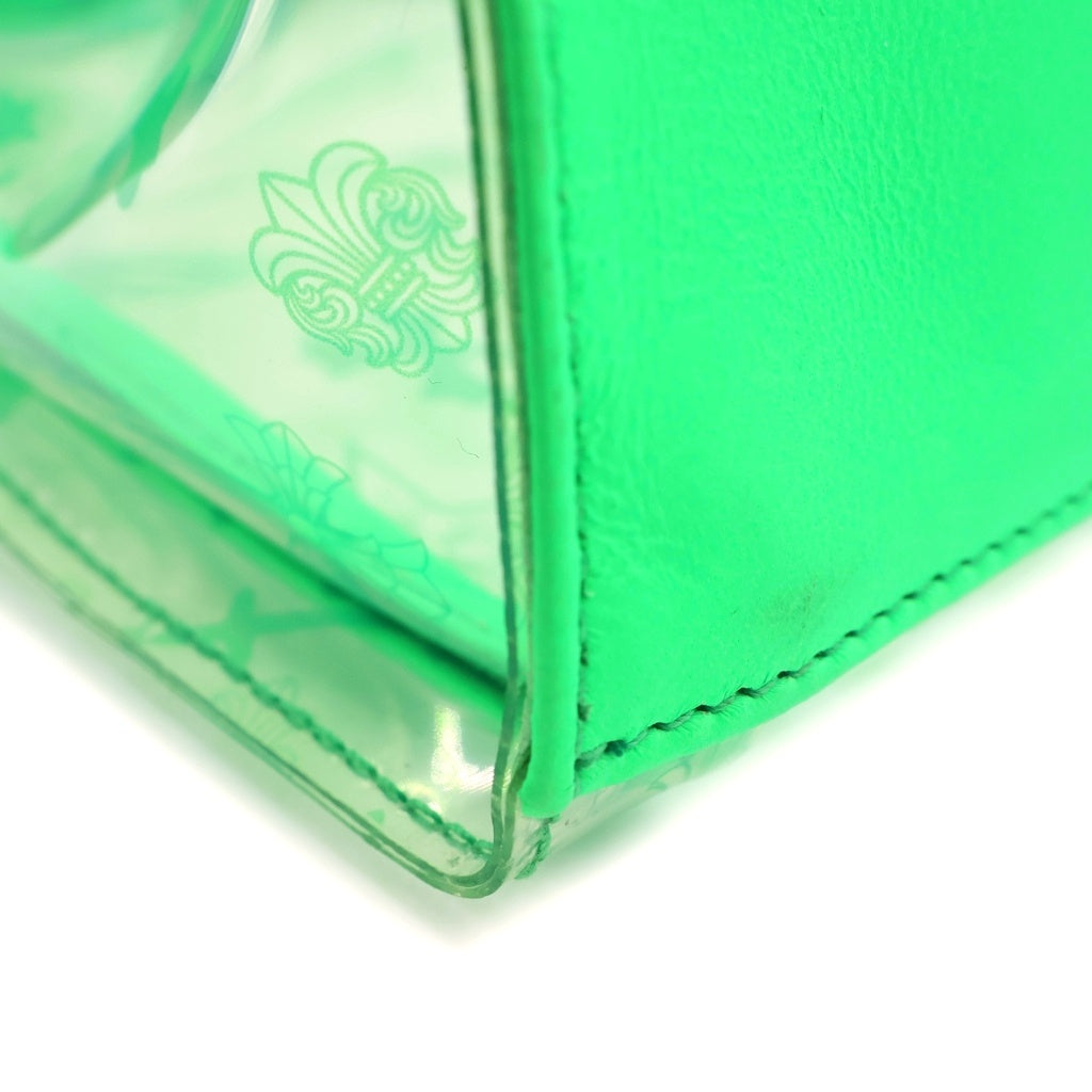 CHROME HEARTS(クロムハーツ) DREW MINI VINYL TOTE BAG ドリュー ミニ クロスボール スナップボタン ビニール レザー トート ハンドバッグ グリーン/シルバー レディース