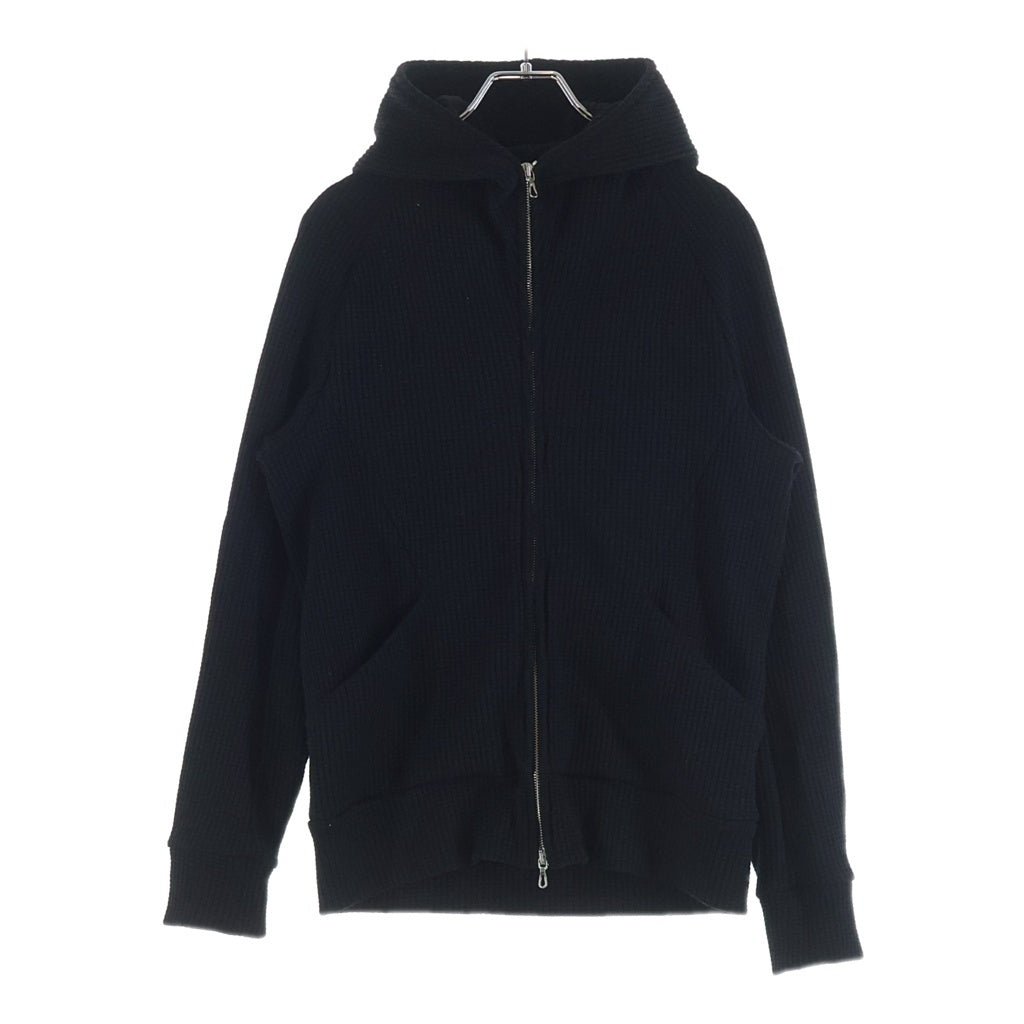ATTACHMENT(アタッチメント) 19SS ジップアップ フーデッド ワッフル パーカー ブラック AB91-254