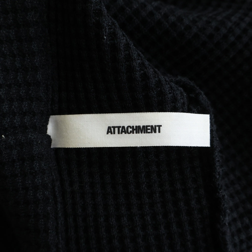 ATTACHMENT(アタッチメント) 19SS ジップアップ フーデッド ワッフル パーカー ブラック AB91-254