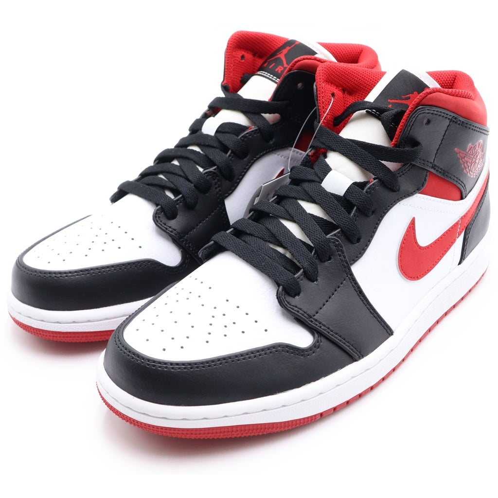 NIKE(ナイキ) AIR JORDAN 1 MID WHITE/GYM RED BLACK 554724-122 エアジョーダン1 ハイカットスニーカー ホワイト/レッド US9.5/27.5cm