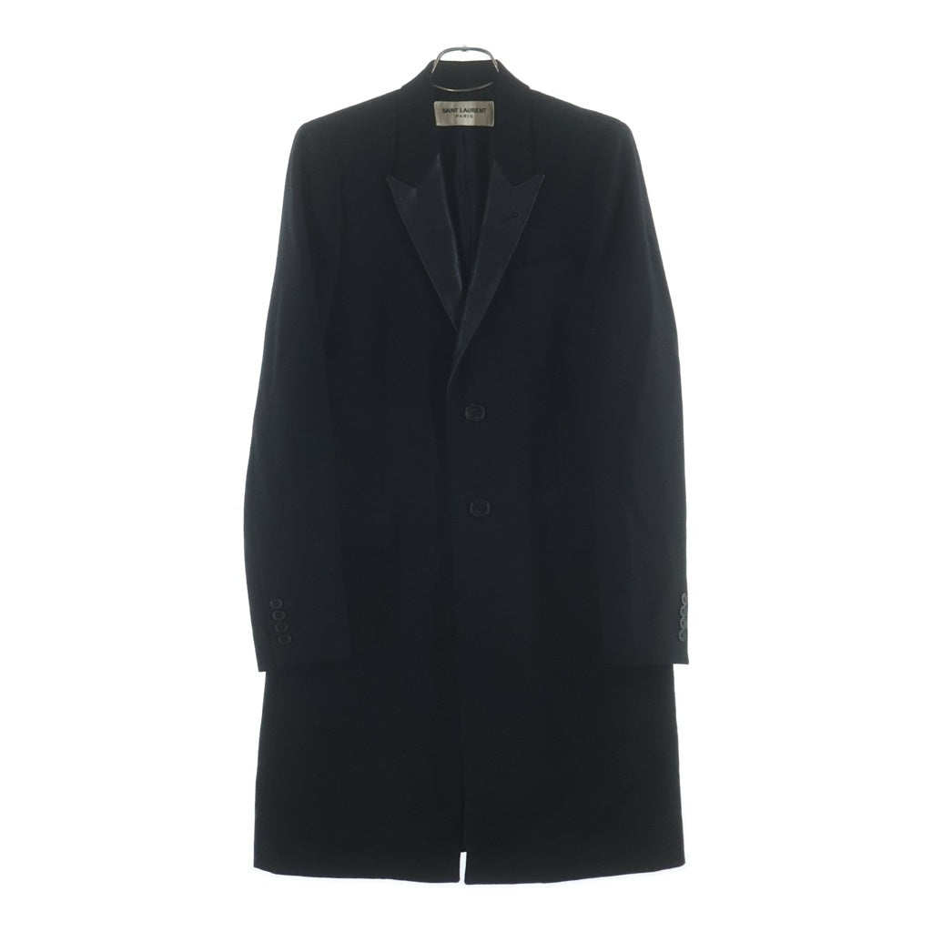 SAINT LAURENT PARIS(サンローランパリ) 13AW エディ期 レザーラペル付き ウールチェスターコート ブラック 326917 Y863B