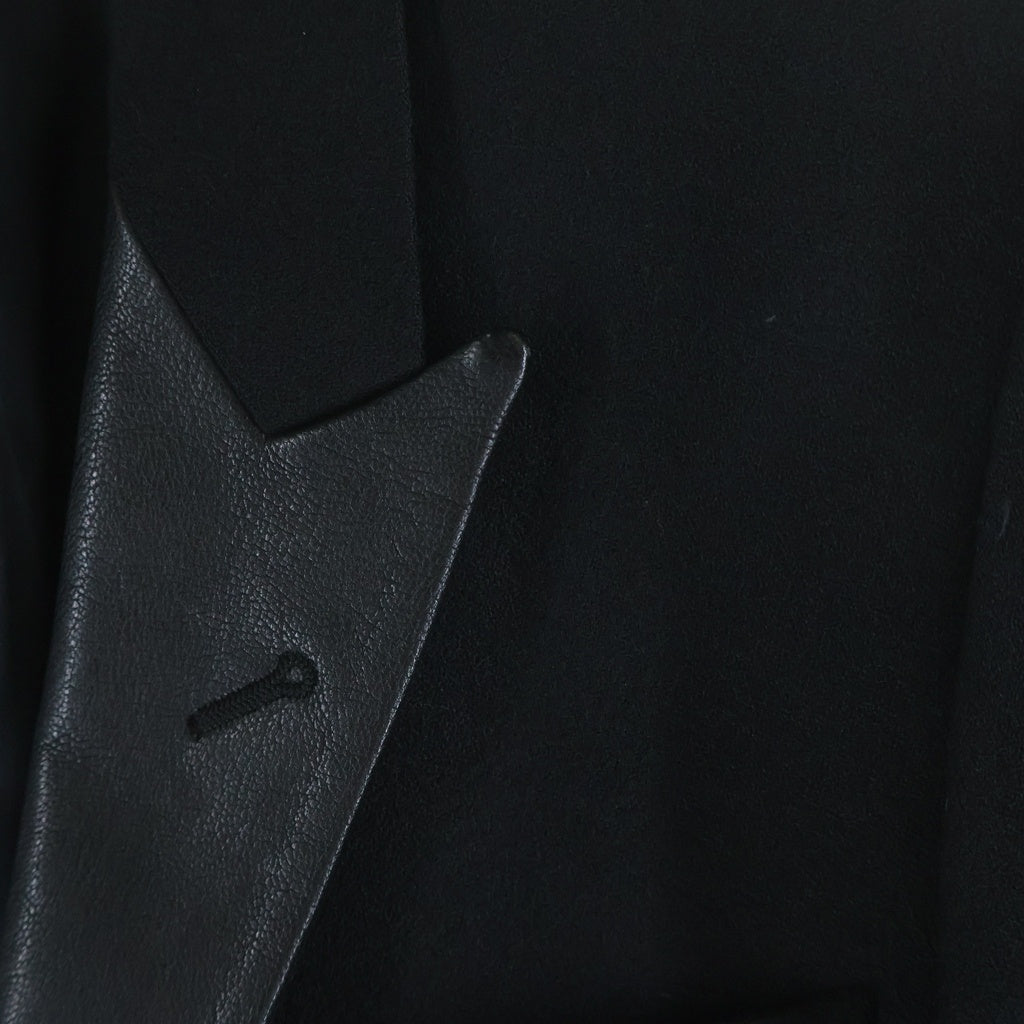 SAINT LAURENT PARIS(サンローランパリ) 13AW エディ期 レザーラペル付き ウールチェスターコート ブラック 326917 Y863B