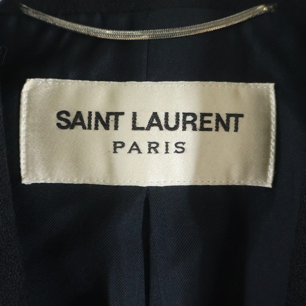 SAINT LAURENT PARIS(サンローランパリ) 13AW エディ期 レザーラペル付き ウールチェスターコート ブラック 326917 Y863B