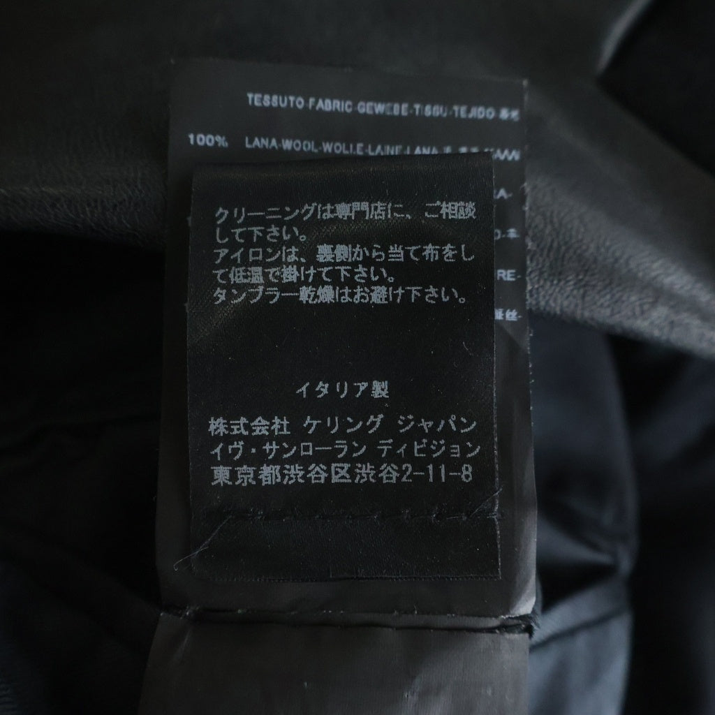 SAINT LAURENT PARIS(サンローランパリ) 13AW エディ期 レザーラペル付き ウールチェスターコート ブラック 326917 Y863B