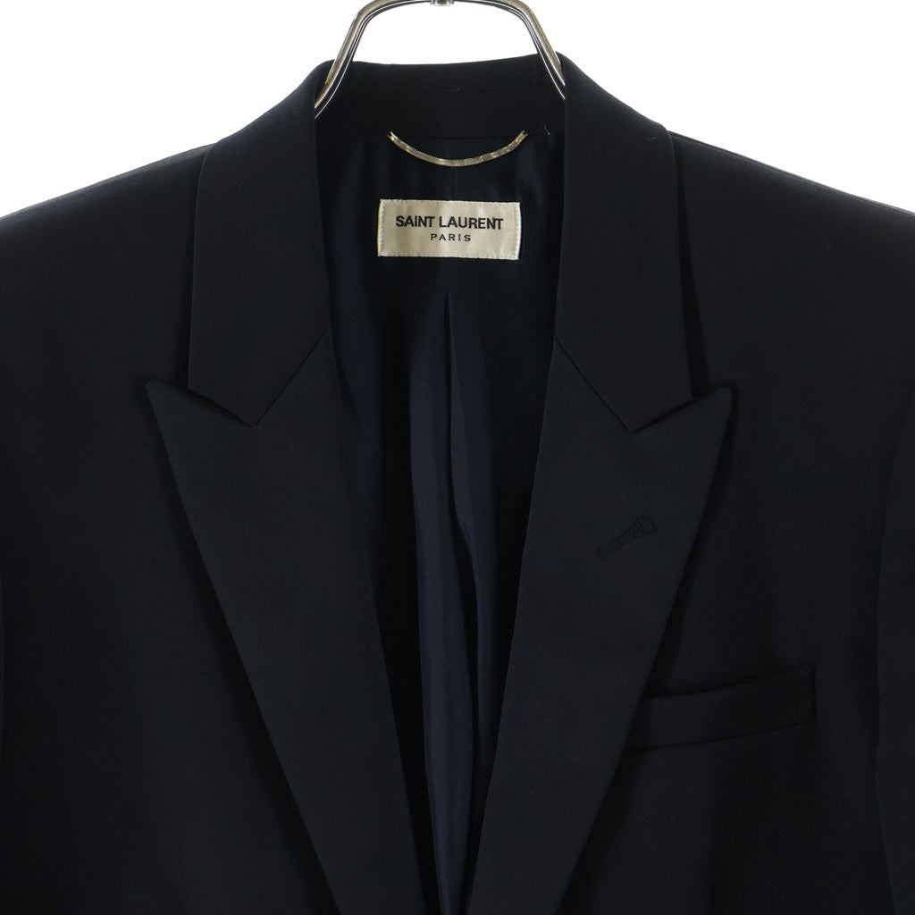 SAINT LAURENT PARIS(サンローランパリ) 13AW エディ期 シルクラペル切替 ウール 1B スモーキングジャケット ブラック 326807 YM85M
