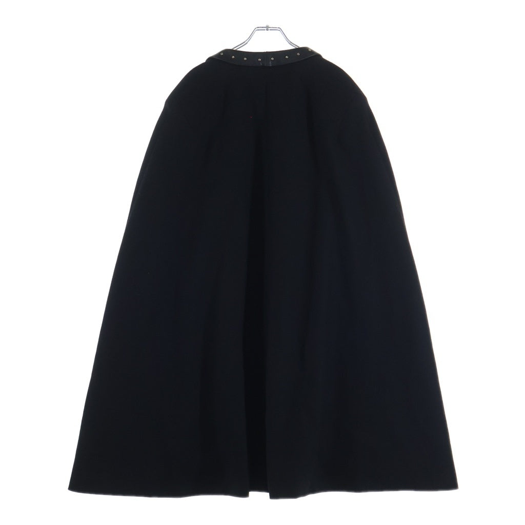 SAINT LAURENT PARIS(サンローランパリ) 13AW エディ期 スタッズ レザーラペルショールカラー ノースリーブ ウール マントコート ブラック 330897 Y863B