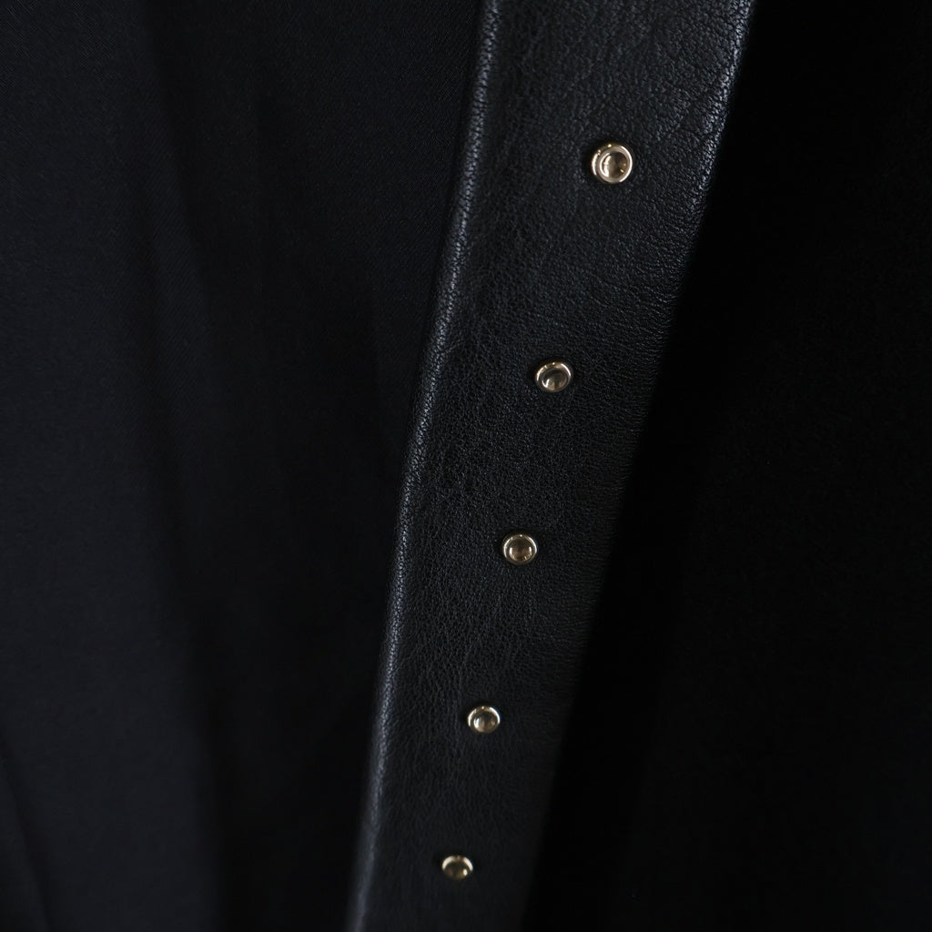 SAINT LAURENT PARIS(サンローランパリ) 13AW エディ期 スタッズ レザーラペルショールカラー ノースリーブ ウール マントコート ブラック 330897 Y863B