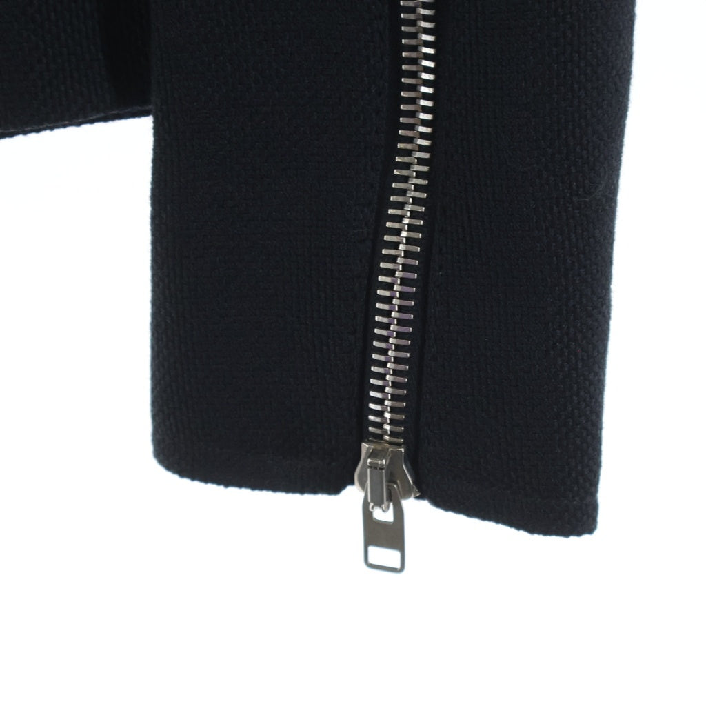Dior HOMME(ディオールオム) 07AW エディ期 ラムレザー パネル切替 ウール ピーコート ダブルジャケット ブラック 7H3141290318