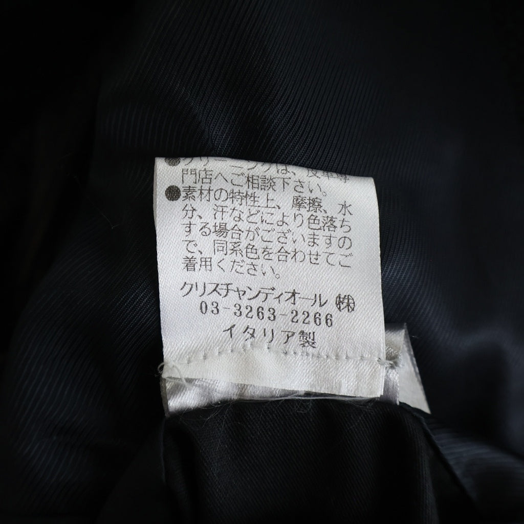 Dior HOMME(ディオールオム) 07AW エディ期 ラムレザー パネル切替 ウール ピーコート ダブルジャケット ブラック 7H3141290318