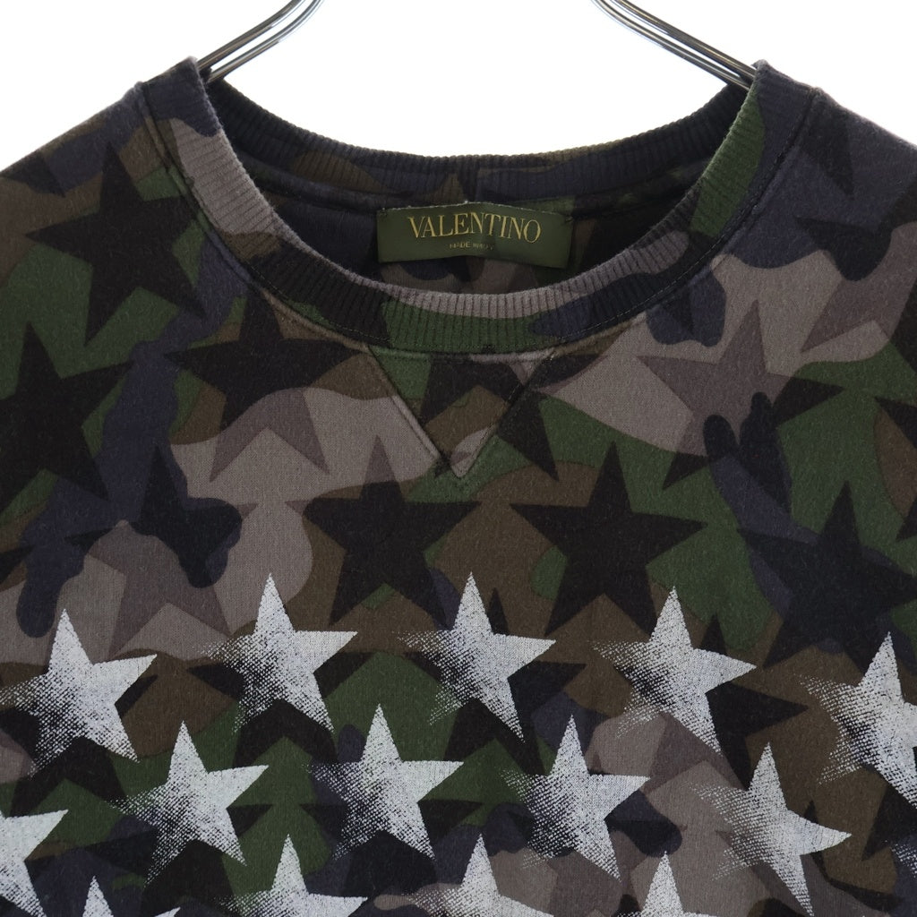 VALENTINO(ヴァレンティノ) 総柄スター迷彩デザイン クルーネック プルオーバー スウェット トレーナー ブラウン/カーキ 0000007857 01