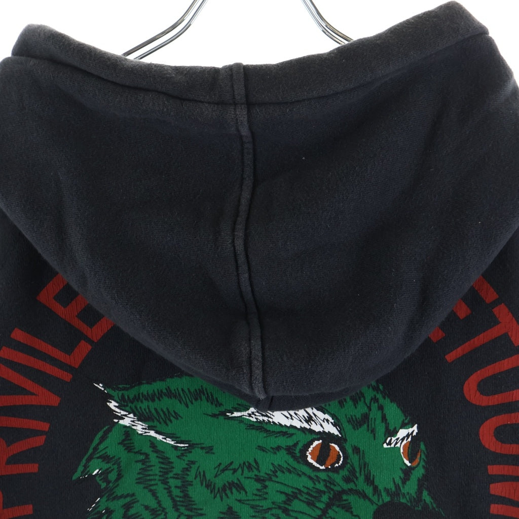 GUCCI(グッチ) バックプリントデザイン 胸ロゴラバーパッチ付き フーデッド ジップアップ パーカー ブラック 519681 X9V49