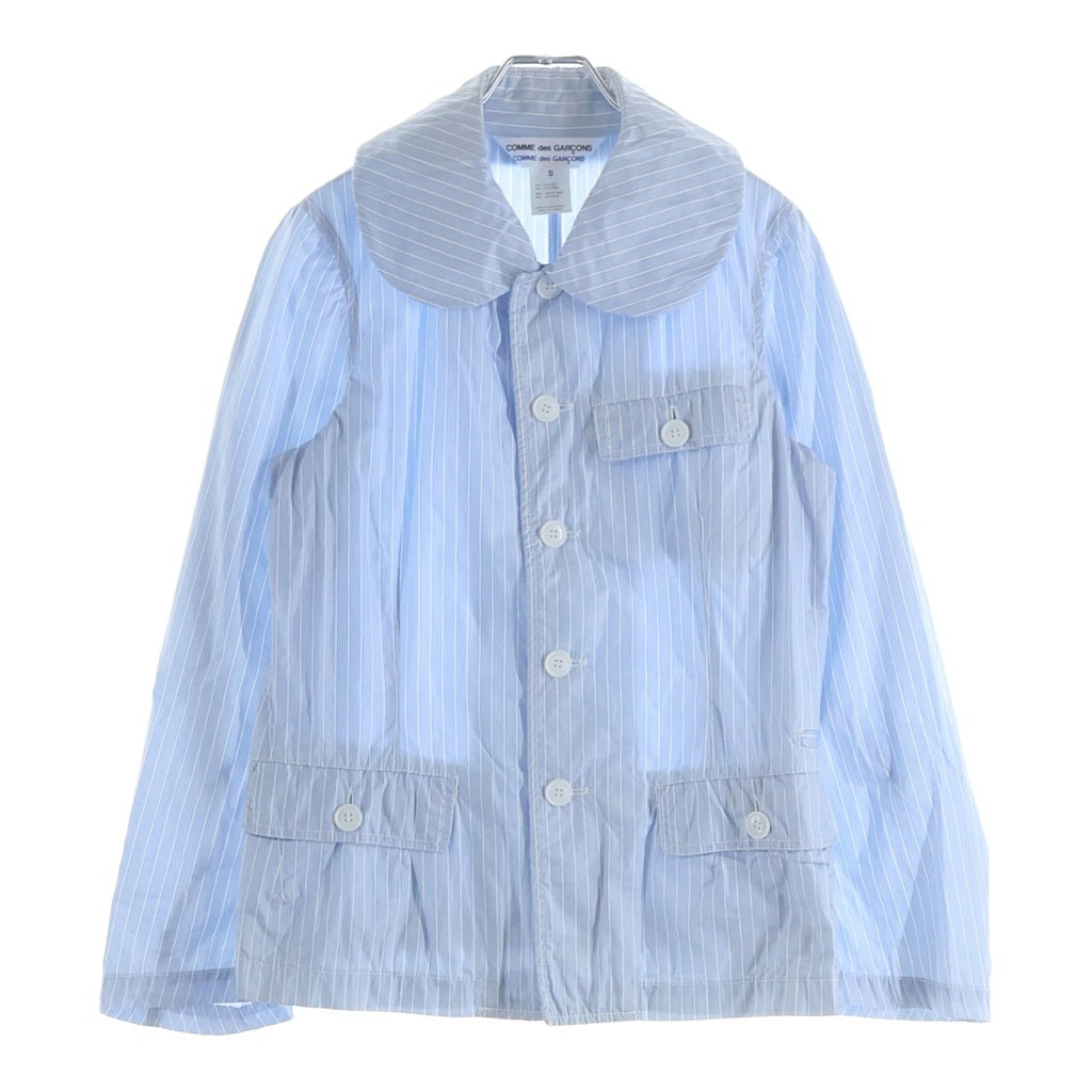 COMME des GARCONS COMME des GARCONS(コムデギャルソンコムデギャルソン) ピーターパンカラー ストライプ コットン 長袖シャツ ジャケット ホワイト/ブルー レディース S9J014
